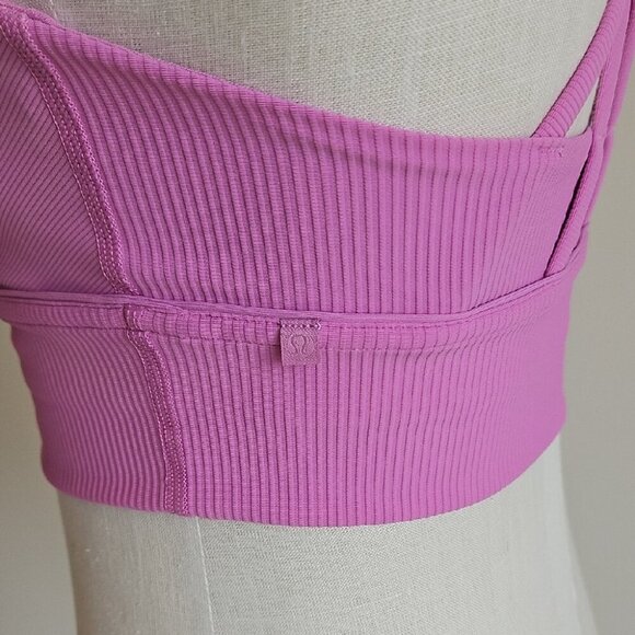 lululemon Pink Ribbed Longline Energy Sports Bra - Picture 2 of 5